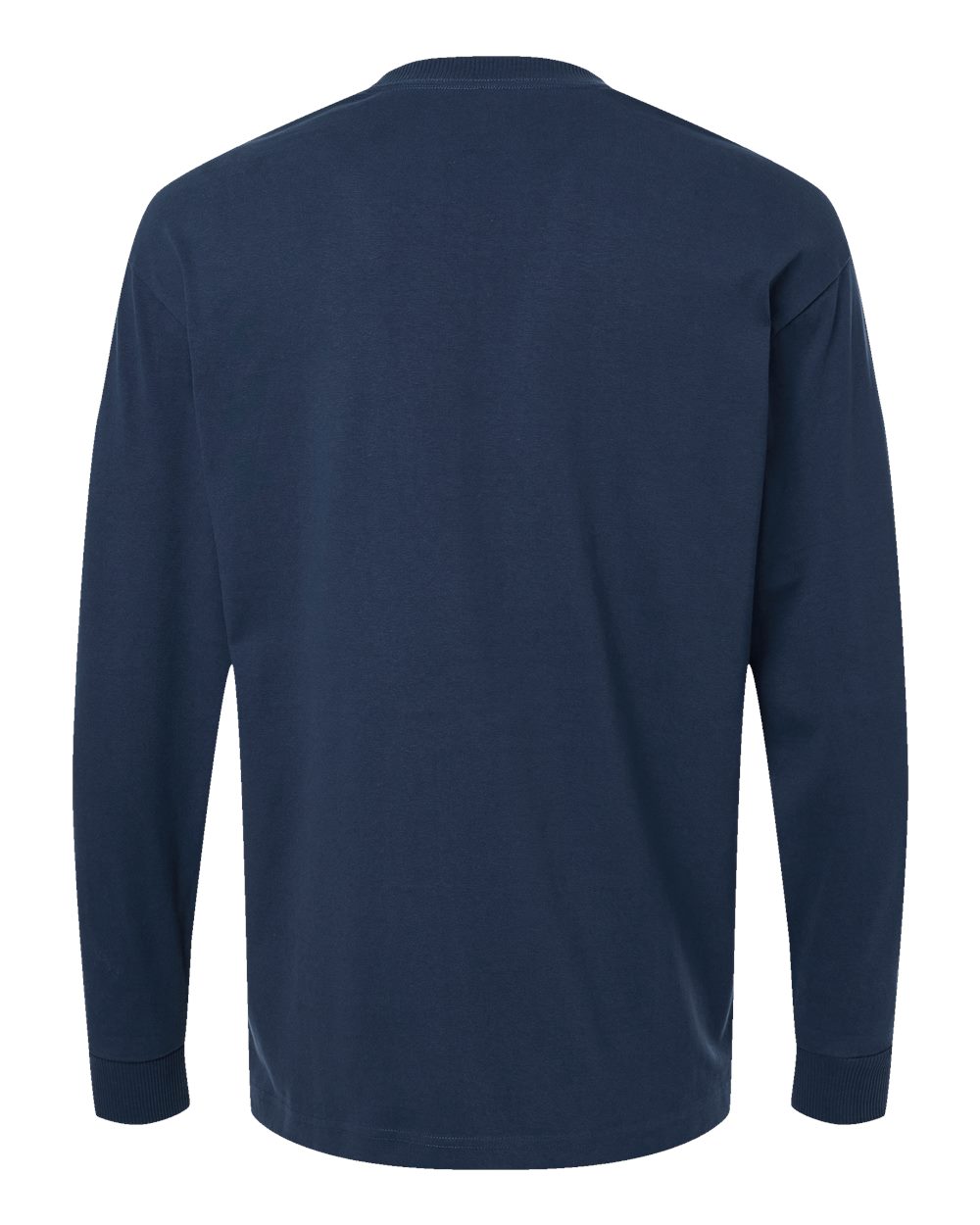 Front View of Sea Blue Super Heavyweight Long Sleeve Pocket Tee - 9410