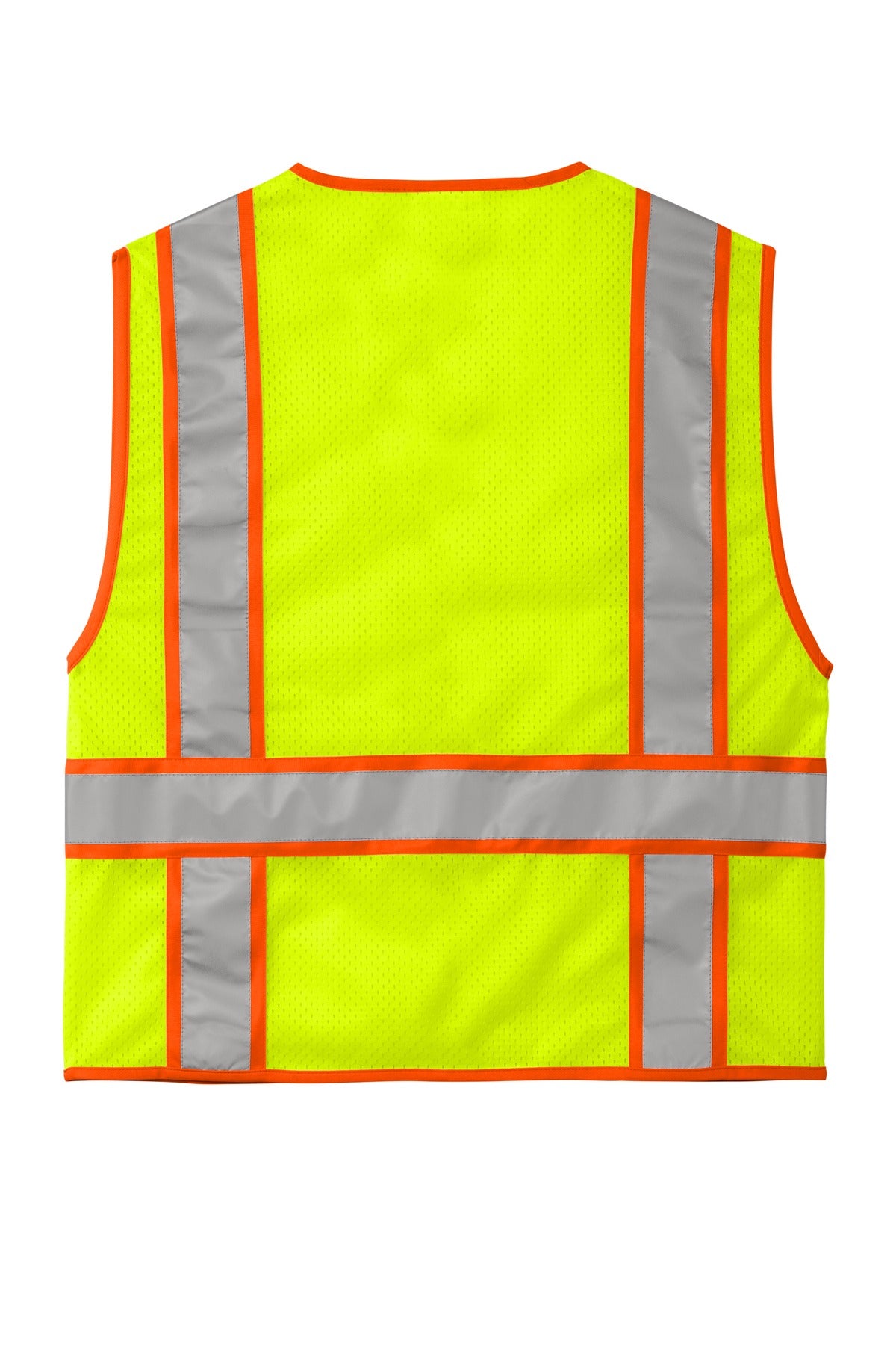 Front View of SftyYellow CornerStone ANSI 107 Class 2 Mesh Zippered Two-Tone Vest. CSV103