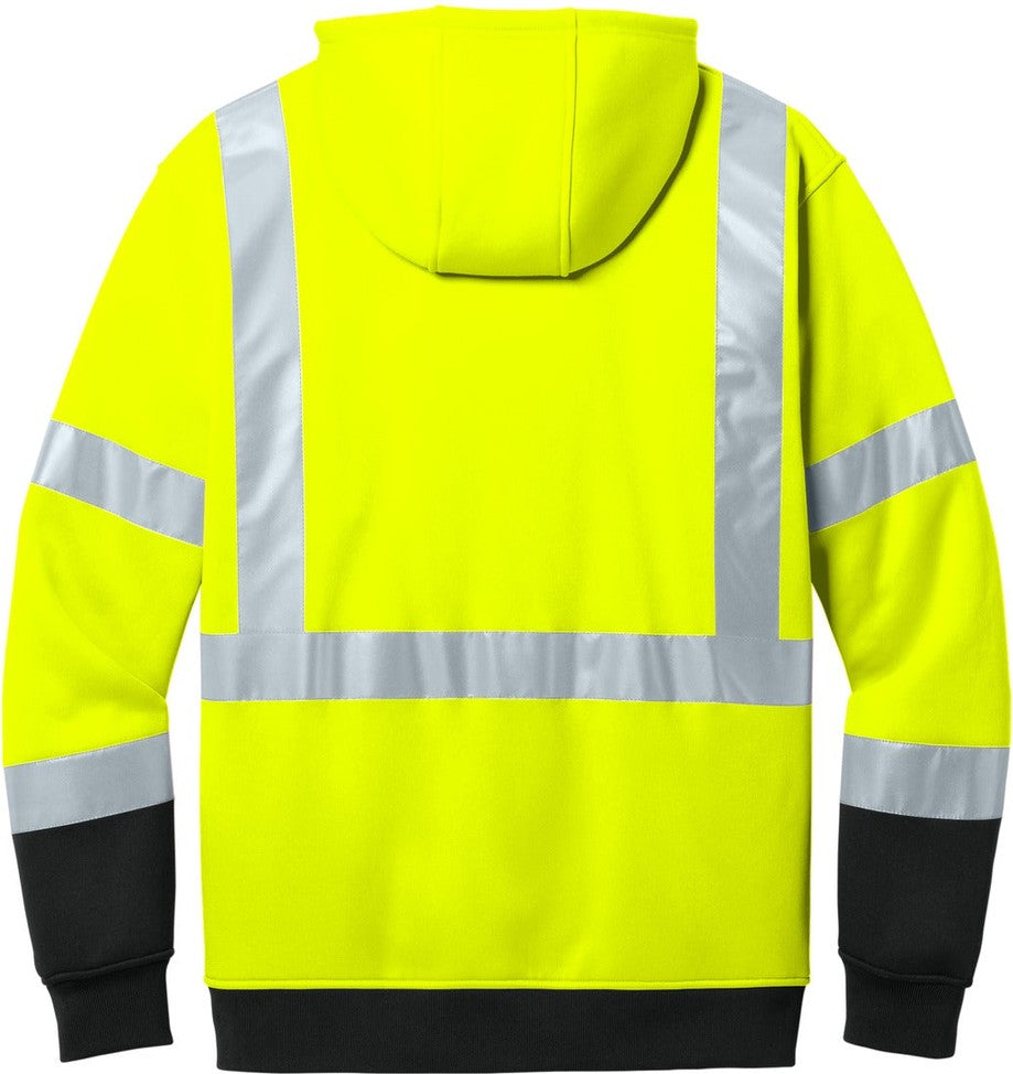 Rear View of SftyYellow CornerStone ANSI 107 Class 3 Heavy-Duty Fleece Pullover Hoodie CSF301