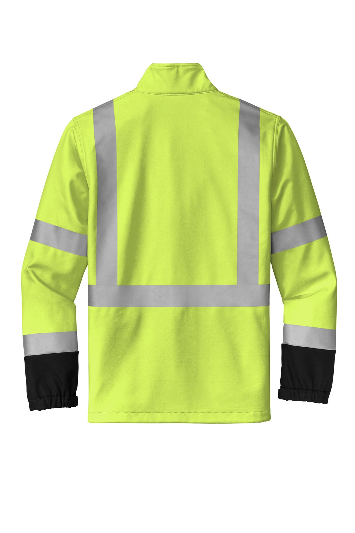 Front View of SftyYellow CornerStone ANSI 107 Class 3 Soft Shell Jacket CSJ503
