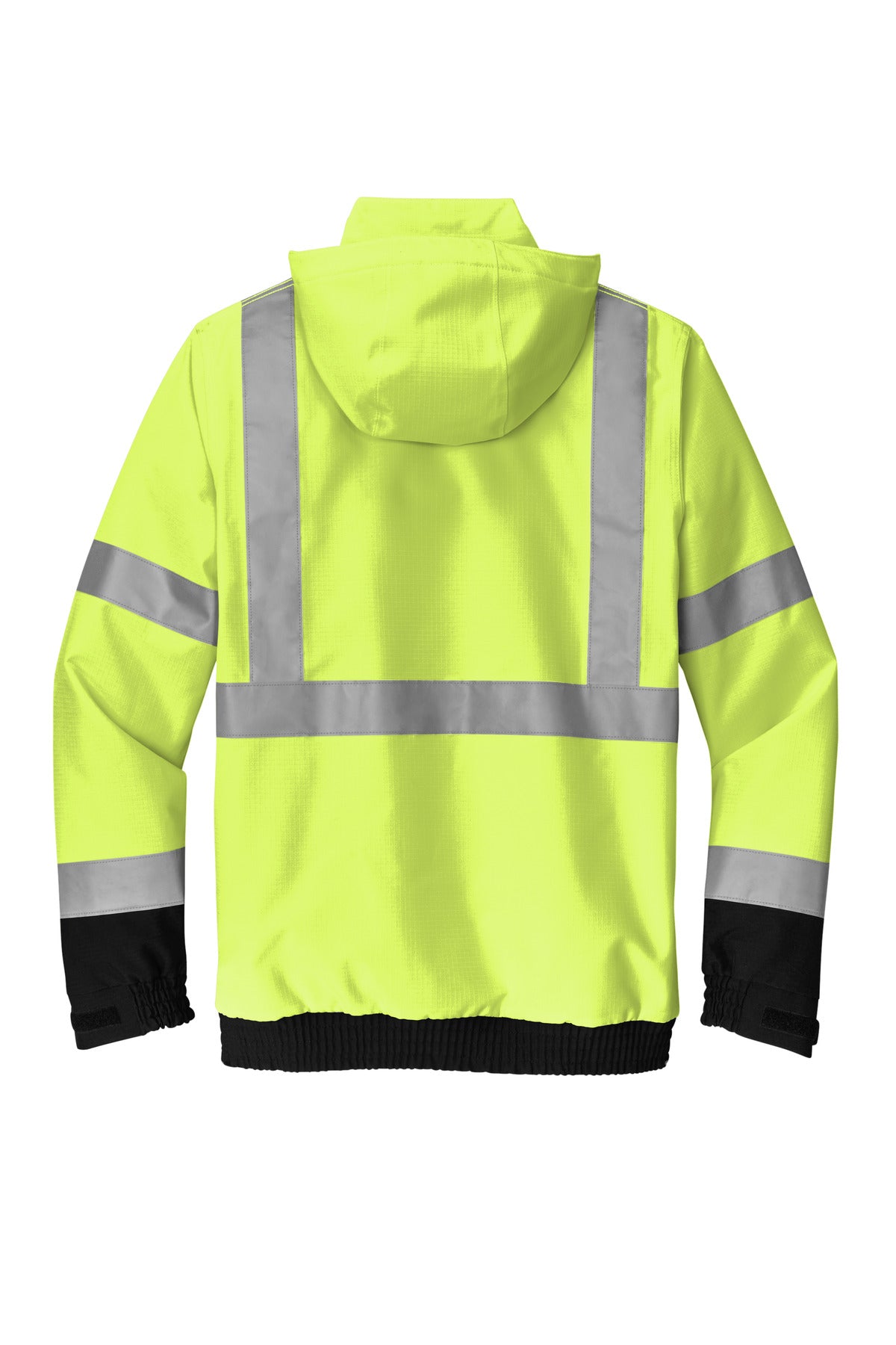 Front View of SftyYellow CornerStone ANSI 107 Class 3 Waterproof Insulated Ripstop Bomber Jacket CSJ501