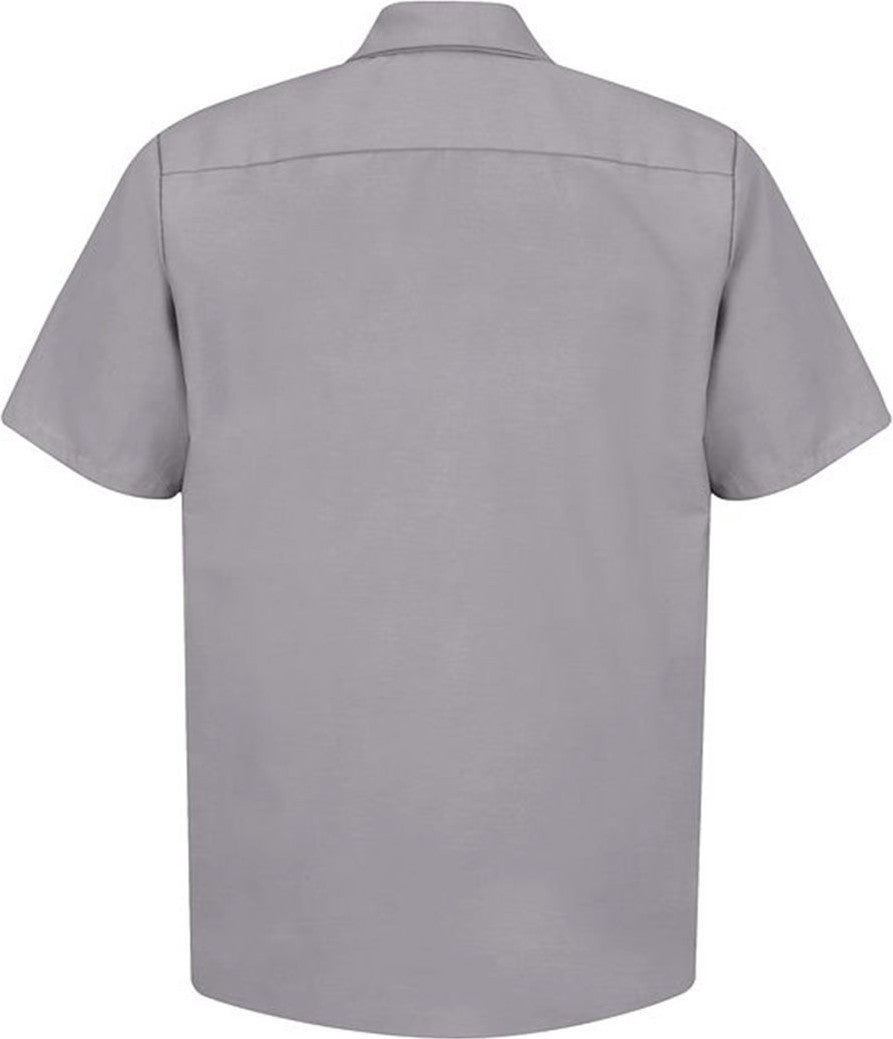 Front View of Silver Grey Industrial Short Sleeve Work Shirt - Tall Sizes - SP24T