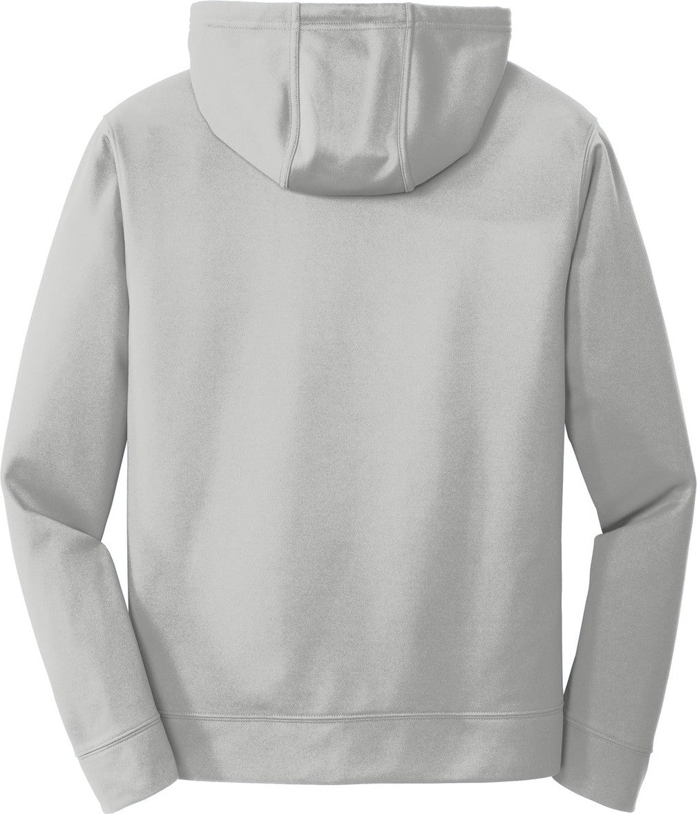 Front View of Silver Port & Co Performance Fleece Pullover Hooded Sweatshirt. PC590H