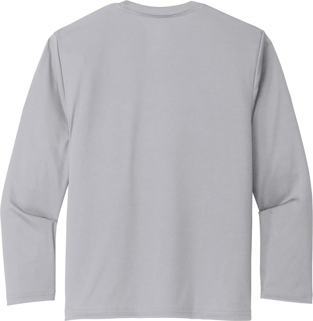 Front View of Silver Port & Co Youth Long Sleeve Performance Tee PC380YLS
