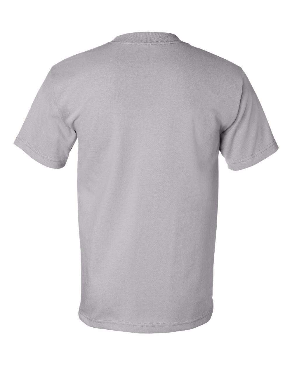 Rear View of Silver USA-Made Heavyweight T-Shirt - 5100
