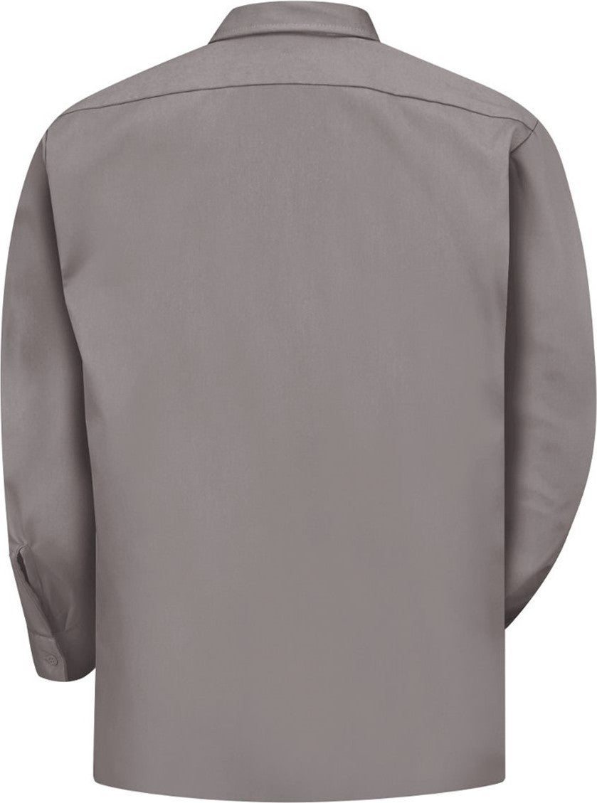 Front View of Silver Utility Long Sleeve Work Shirt - Tall Sizes - ST52T