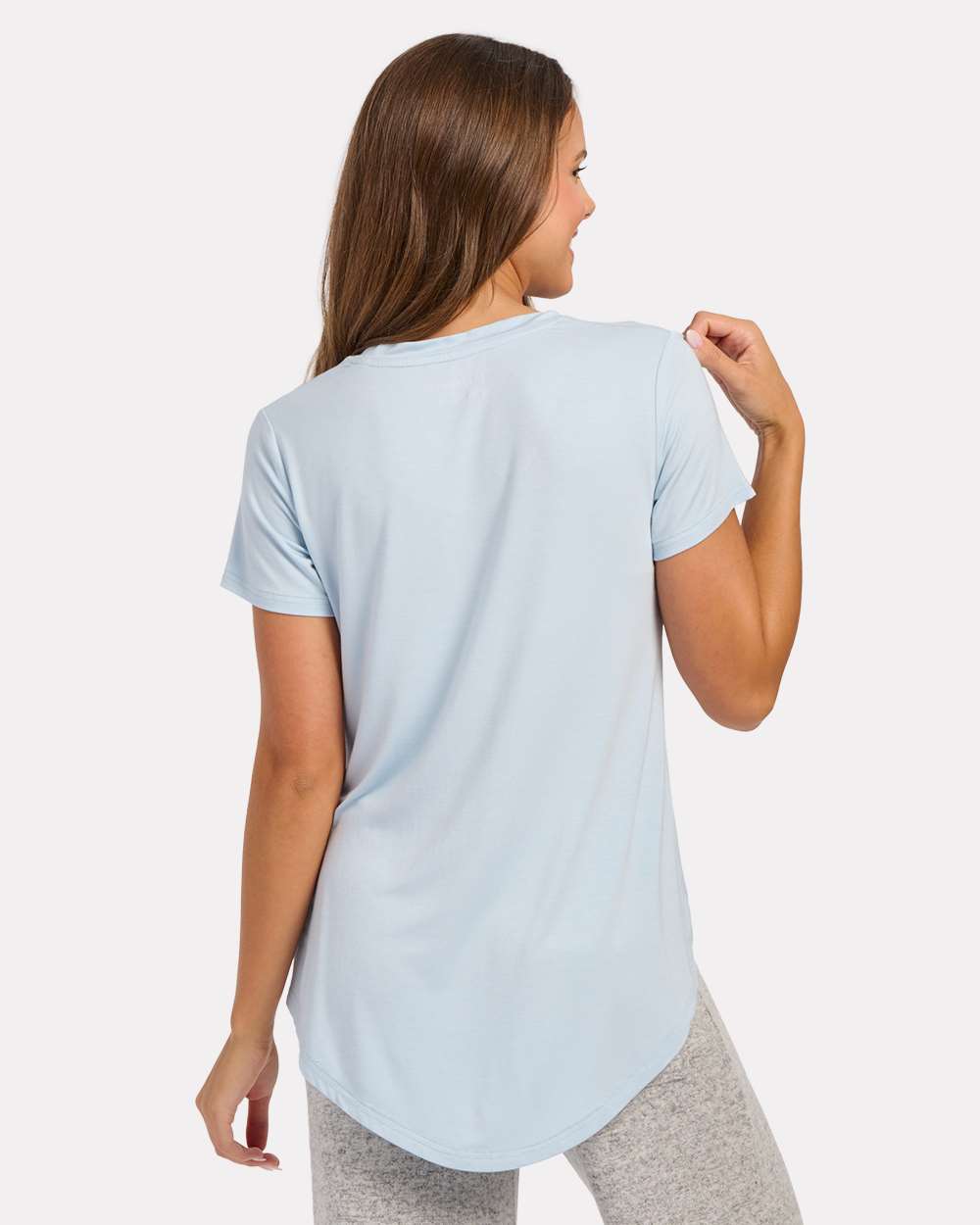 Front View of Sky Blue Women's Bamboo Scoop Neck T-Shirt - BW2105