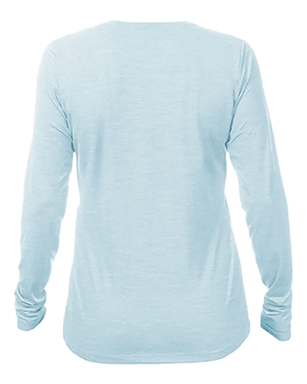 Front View of Sky Heathered Women's Breeze Tech Long Sleeve T-Shirt - WSBRZL0
