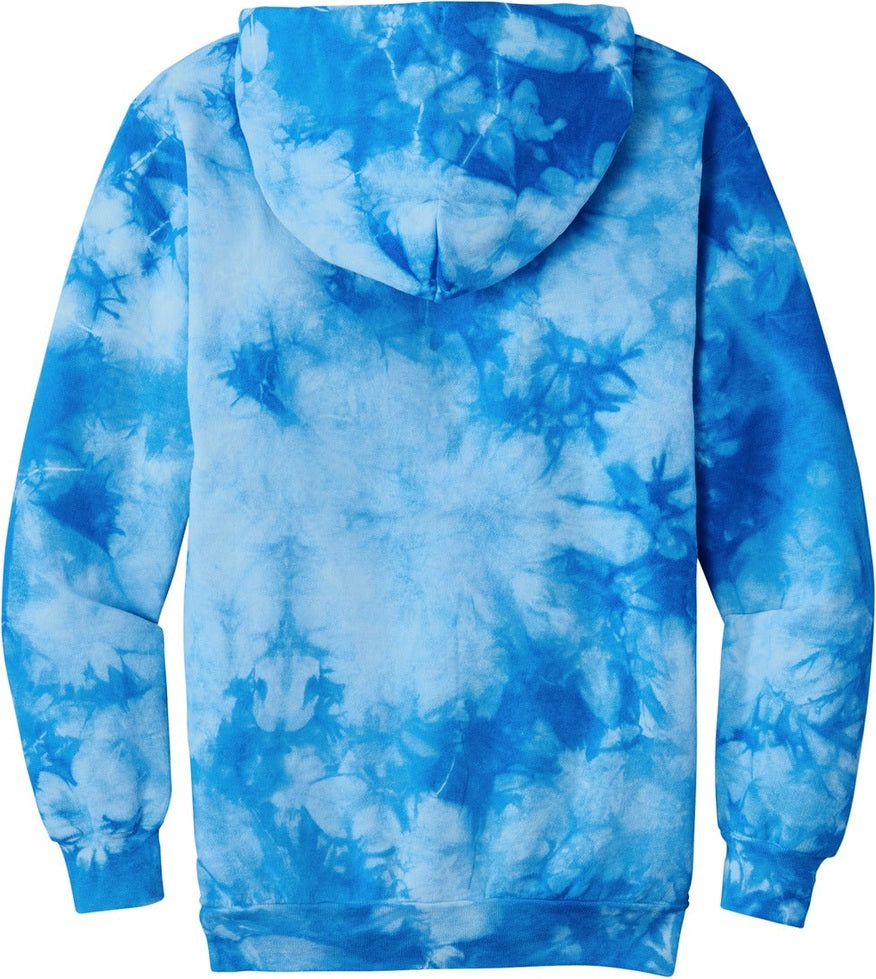 Front View of SkyBlue Port & Co Crystal Tie-Dye Pullover Hoodie PC144