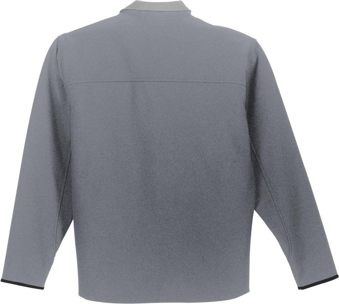 Rear View of Smk Gry/Chrome Port Authority Glacier Soft Shell Jacket. J790