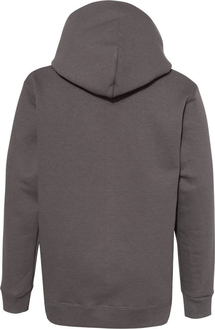 Front View of Smoke Grey Ecosmart® Youth Hooded Sweatshirt - P473