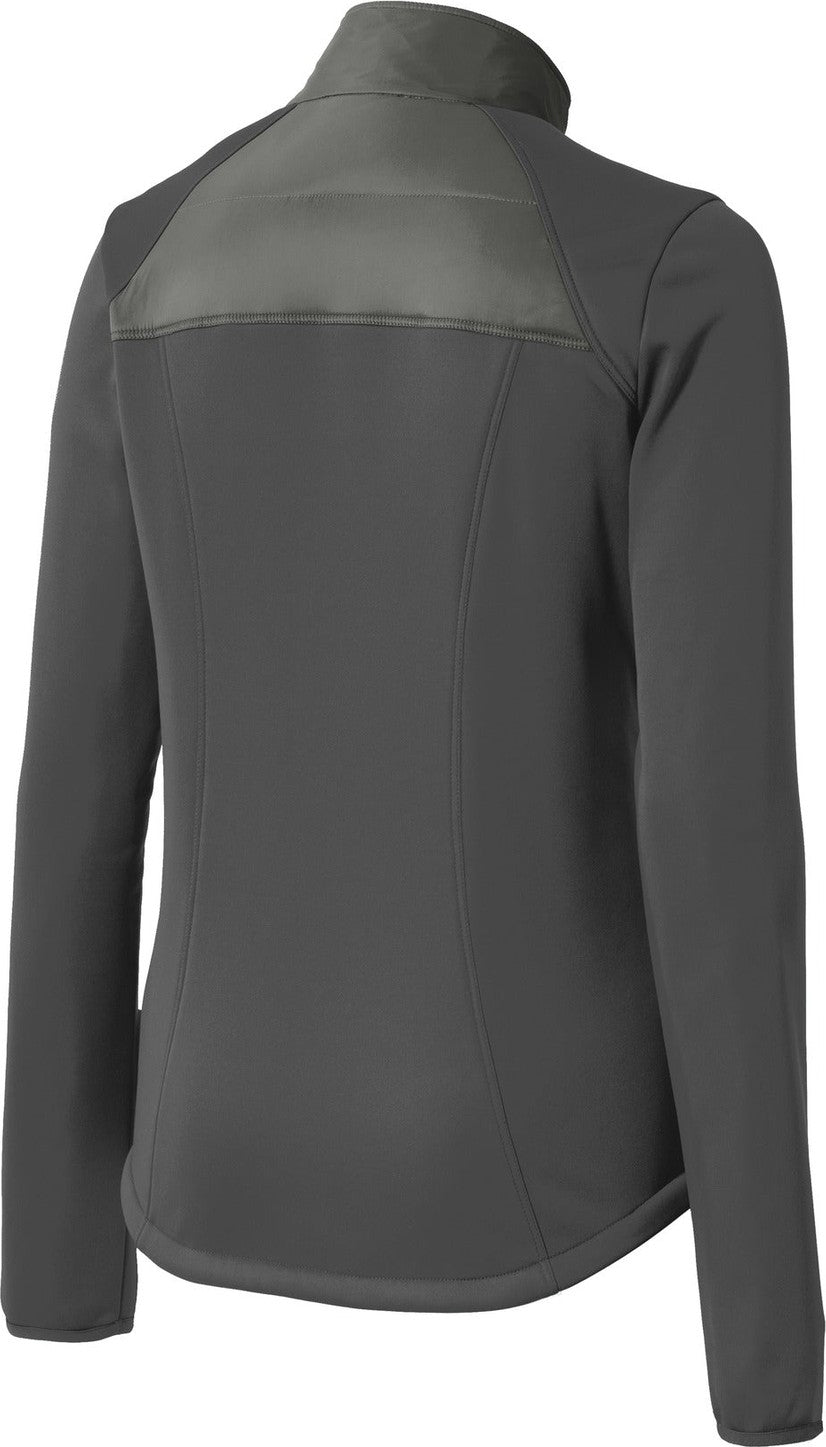 Front View of Smoke Gy/Gy St Port Authority Women's Hybrid Soft Shell Jacket. L787