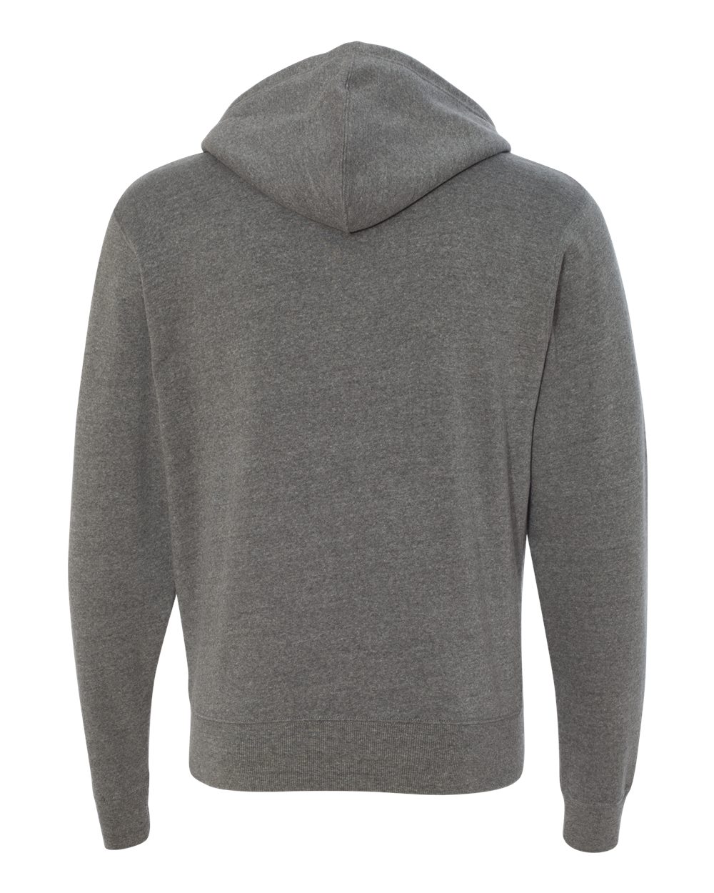 Rear View of Smoke Triblend Triblend Full-Zip Hooded Sweatshirt - 8872