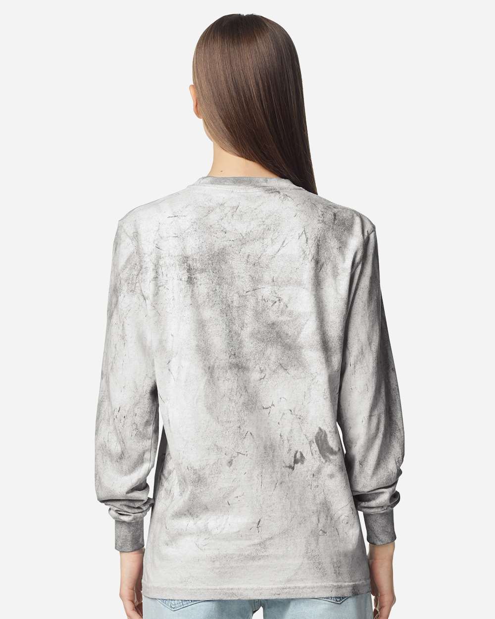 Rear View of Smoke Unisex Colorblast™ Long Sleeve T-Shirt - 6045 plain
