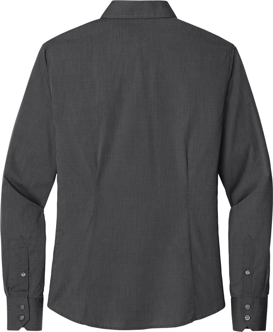 Rear View of Soft Black Port Authority Women's Crosshatch Easy Care Shirt. L640