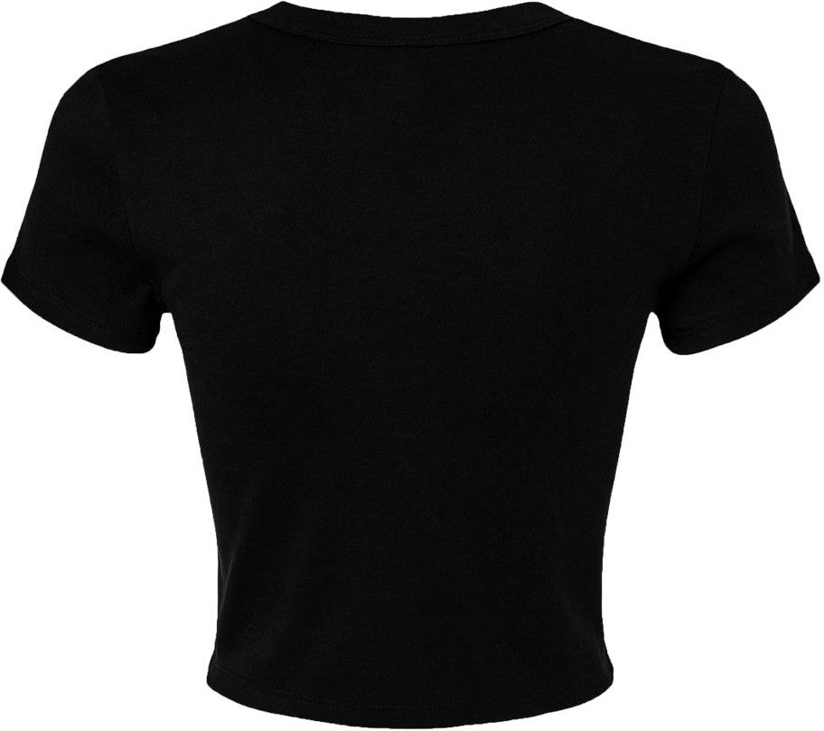 Front View of Solid Black Blend Women's Micro Rib Baby Tee - 1010