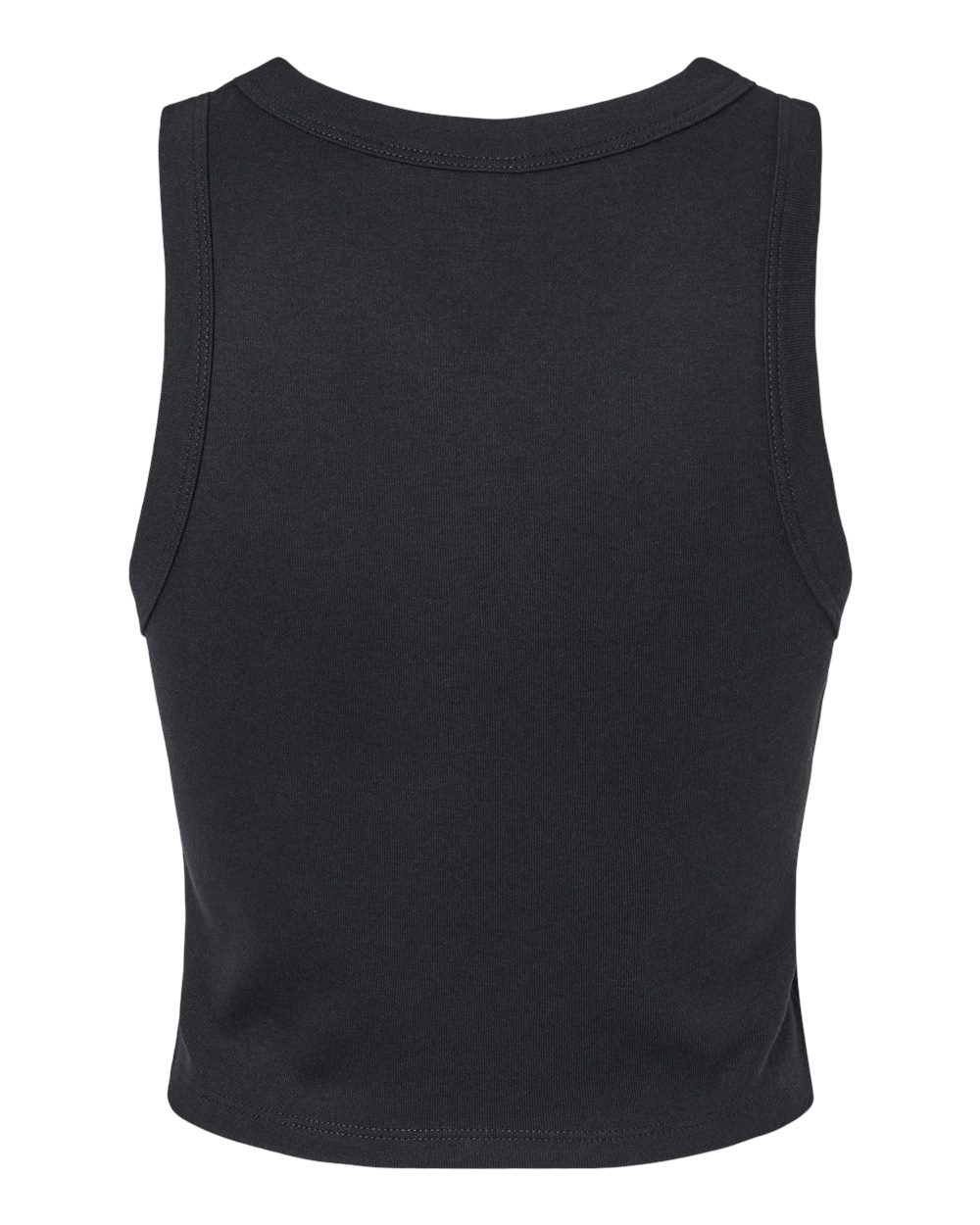 Rear View of Solid Black Blend Women's Micro Rib Racer Tank - 1019