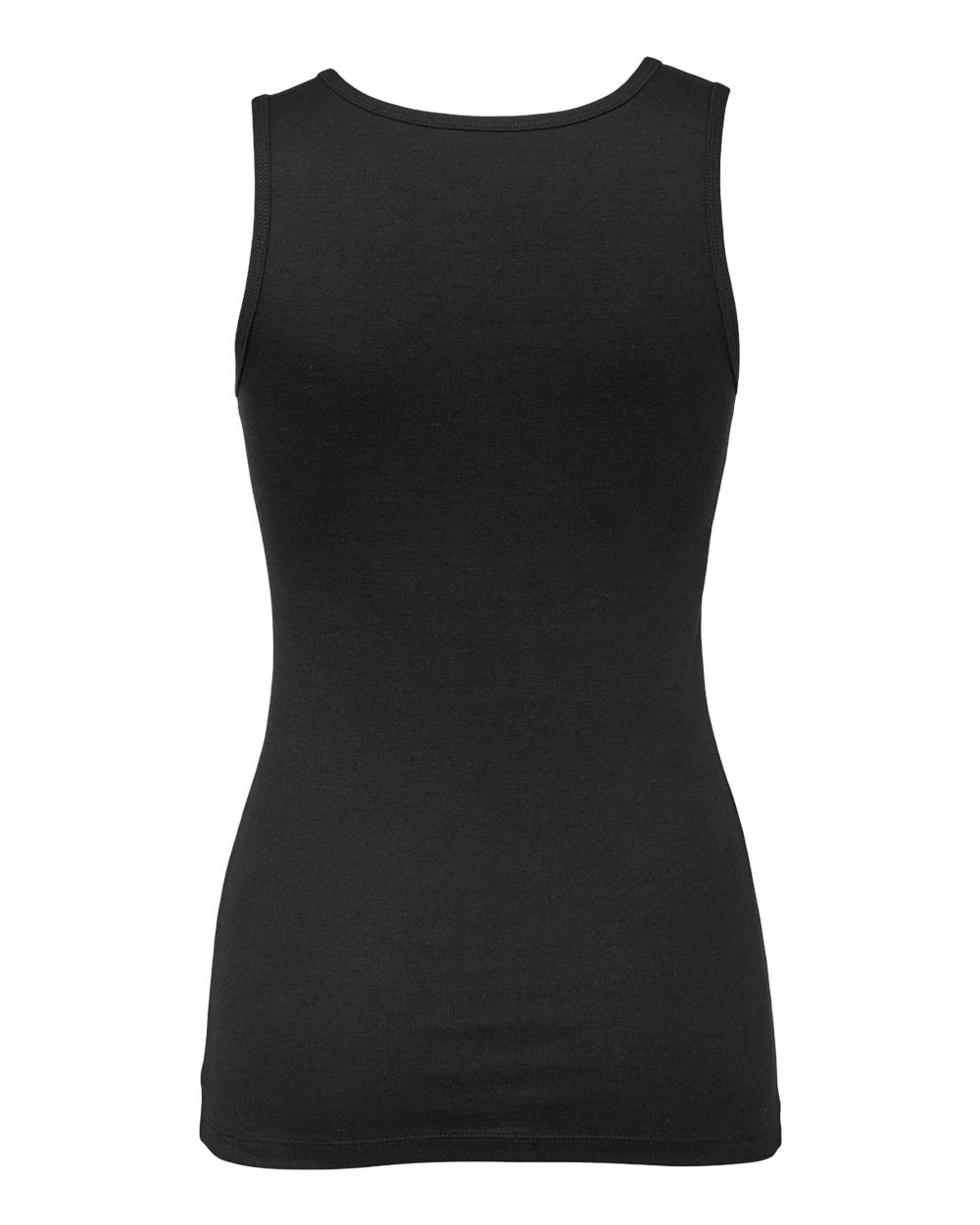 Front View of Solid Black Blend Women's Micro Rib Tank - 1081