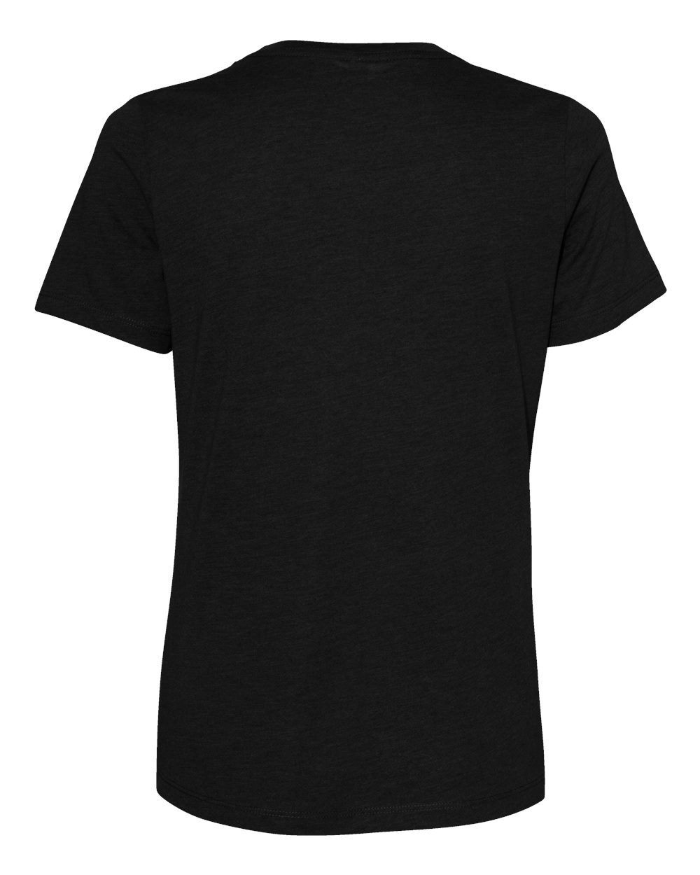 Front View of Solid Black Blend Women’s Relaxed Fit Heather CVC Tee - 6400CVC