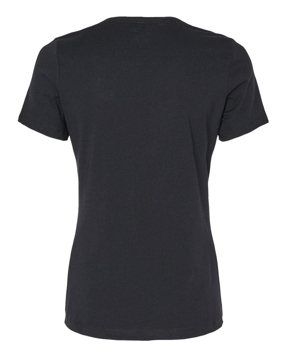 Front View of Solid Black Blend Women's Relaxed Heather CVC V-Neck Tee - 6405CVC