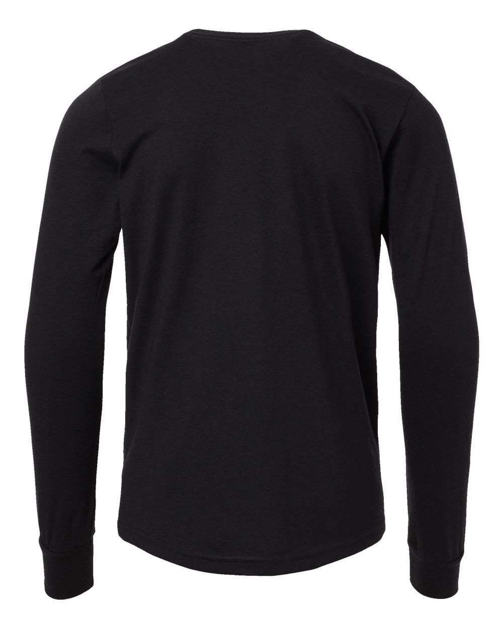 Front View of Solid Black Blend Youth Heather CVC Long Sleeve Tee - 3501YCVC