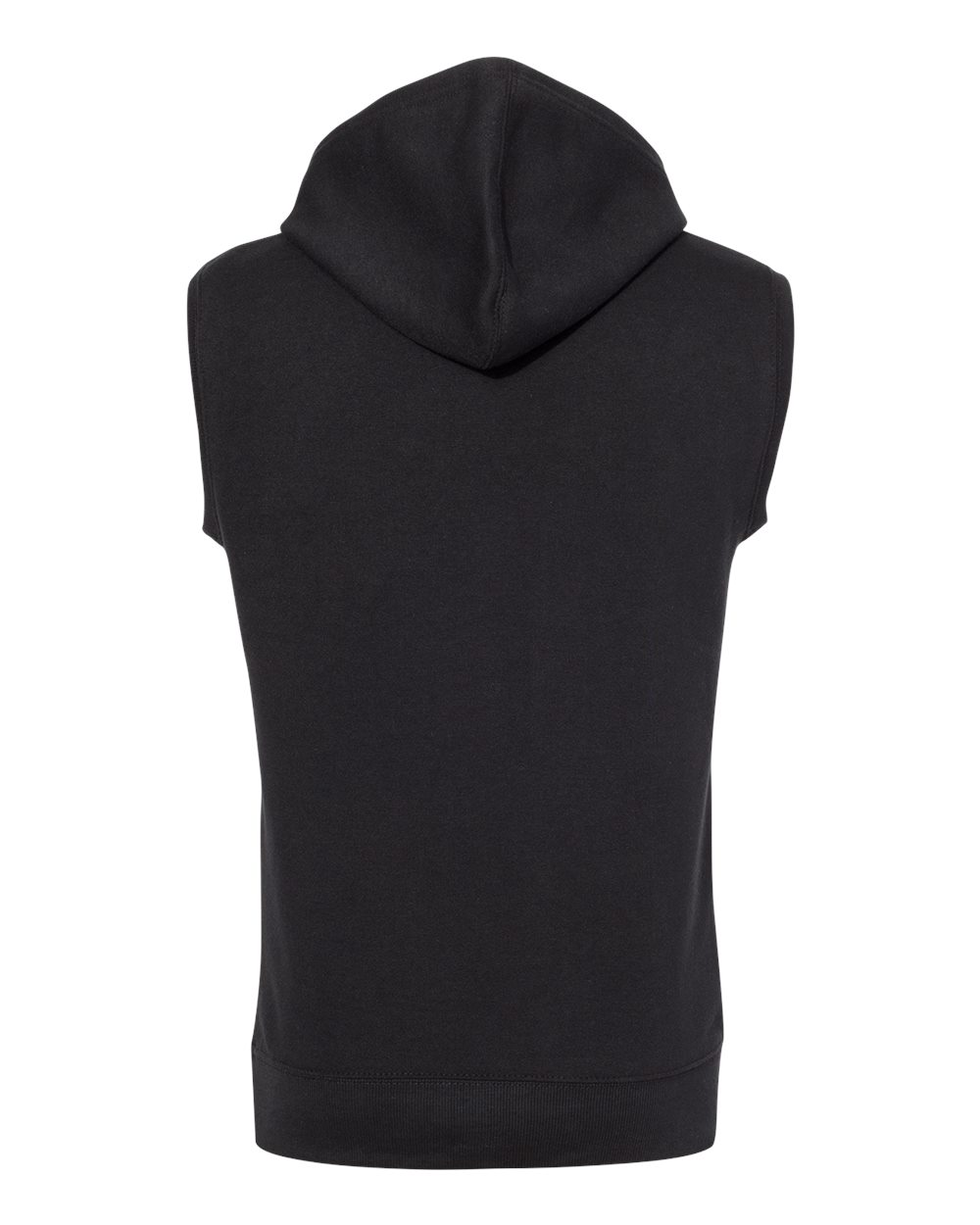 Front View of Solid Black Triblend Sleeveless Hooded Sweatshirt - 8877
