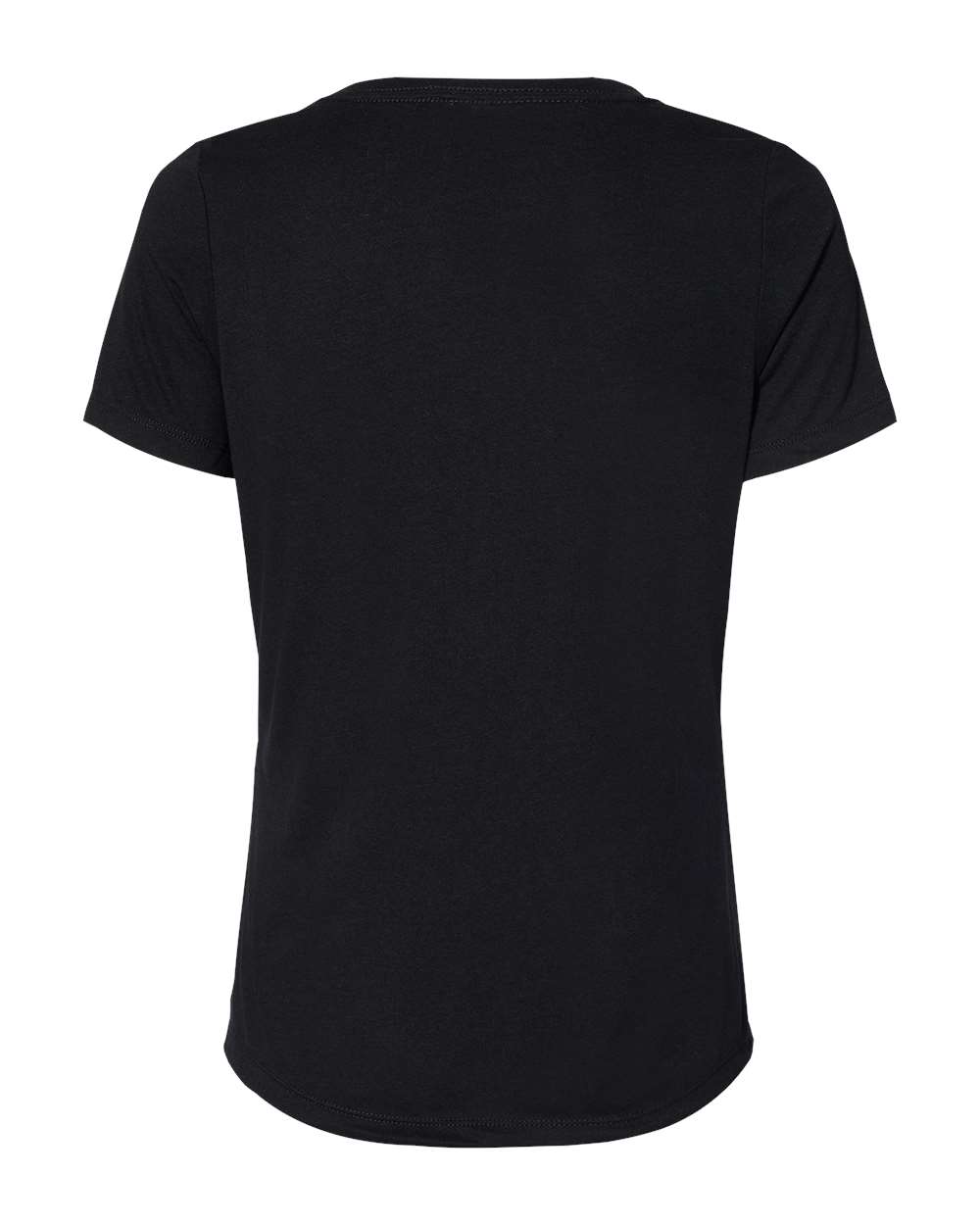 Front View of Solid Black Triblend Women's Relaxed Triblend Short Sleeve V-Neck Tee - 6415