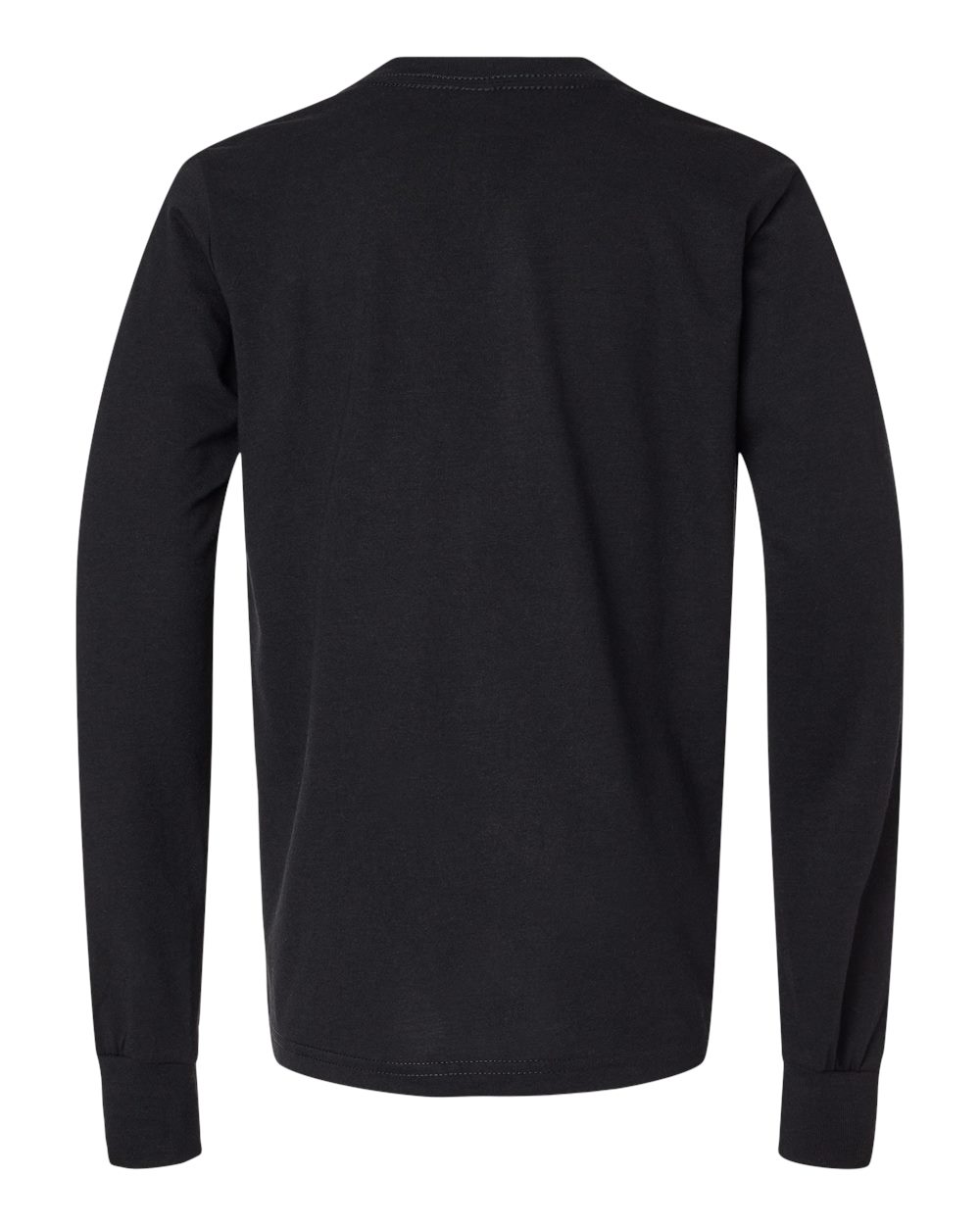 Front View of Solid Black Triblend Youth Triblend Long Sleeve Tee - 3513Y