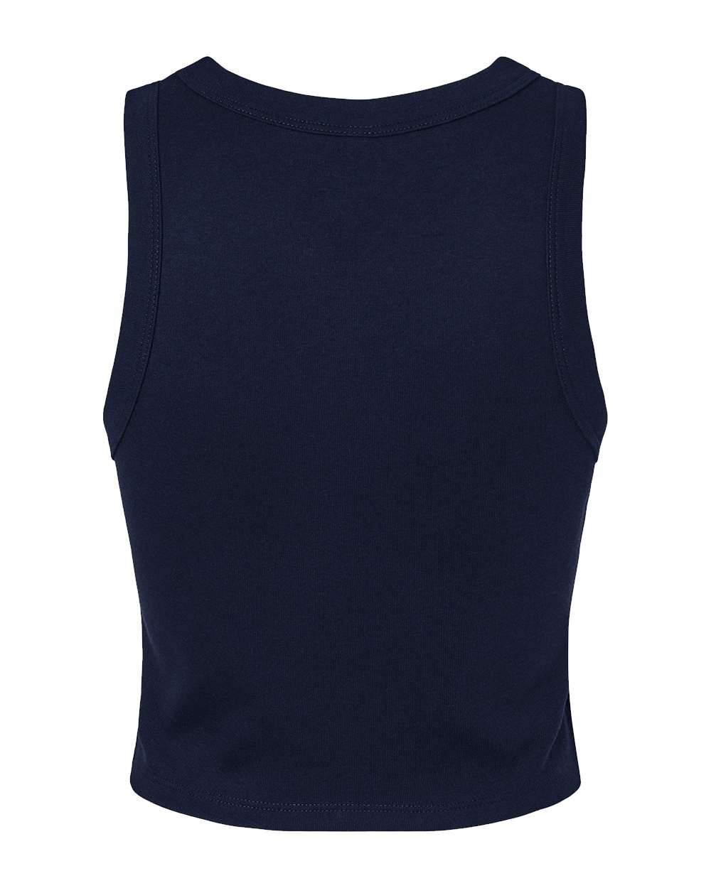 Front View of Solid Navy Blend Women's Micro Rib Racer Tank - 1019