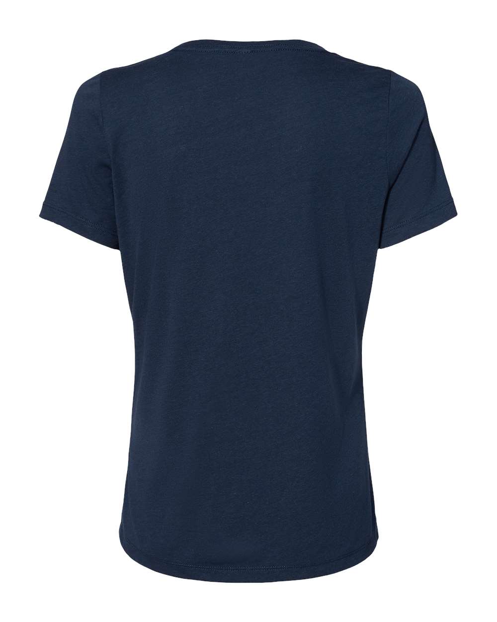 Front View of Solid Navy Triblend Women's Relaxed Triblend Short Sleeve V-Neck Tee - 6415