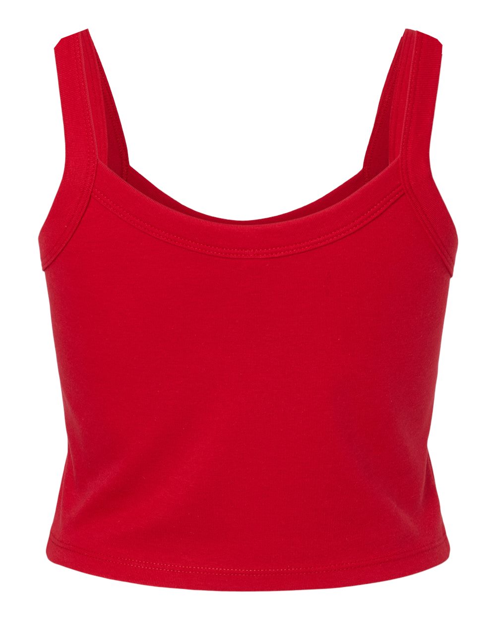 Front View of Solid Red Blend Women's Micro Rib Spaghetti Strap Tank - 1012