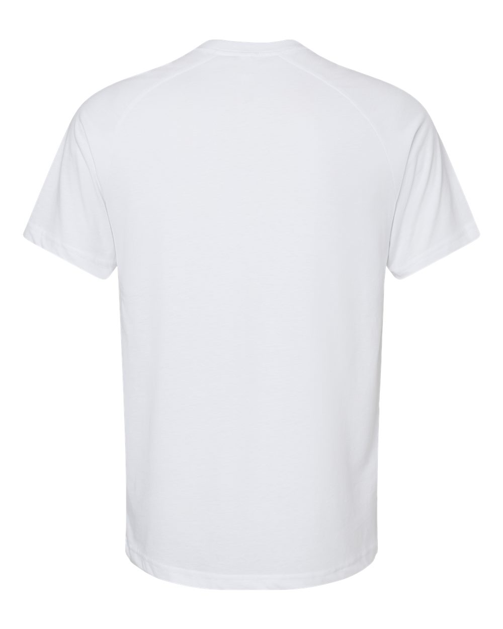 Rear View of Solid White Blend Heather CVC Raglan Tee - 3201