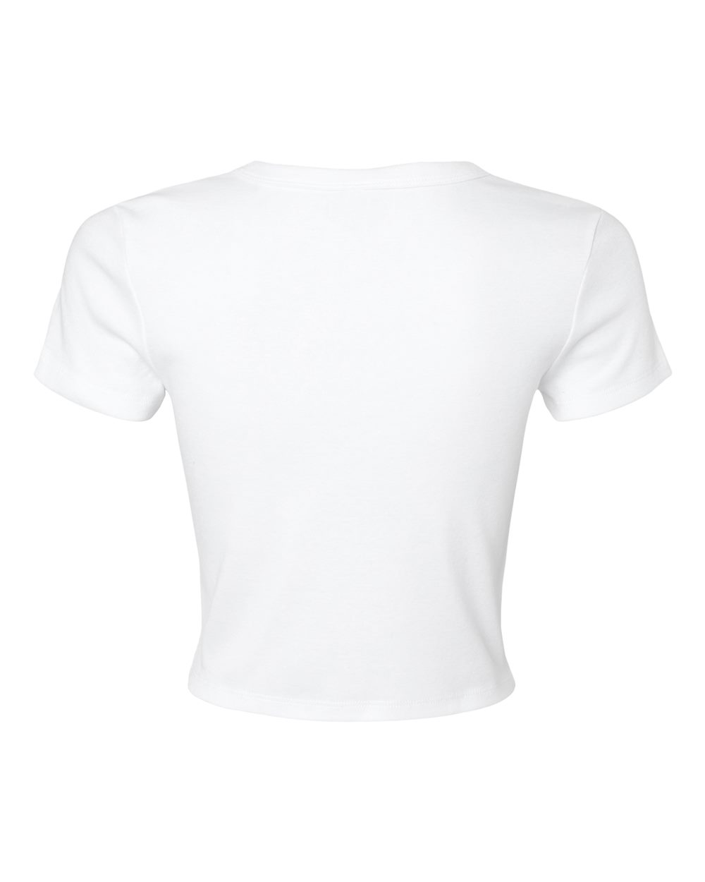 Front View of Solid White Blend Women's Micro Rib Baby Tee - 1010
