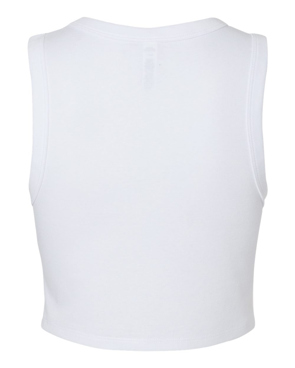 Rear View of Solid White Blend Women&#39;s Micro Rib Muscle Crop Tank - 1013
