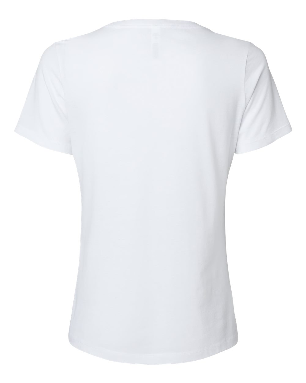 Front View of Solid White Blend Women's Relaxed Heather CVC V-Neck Tee - 6405CVC