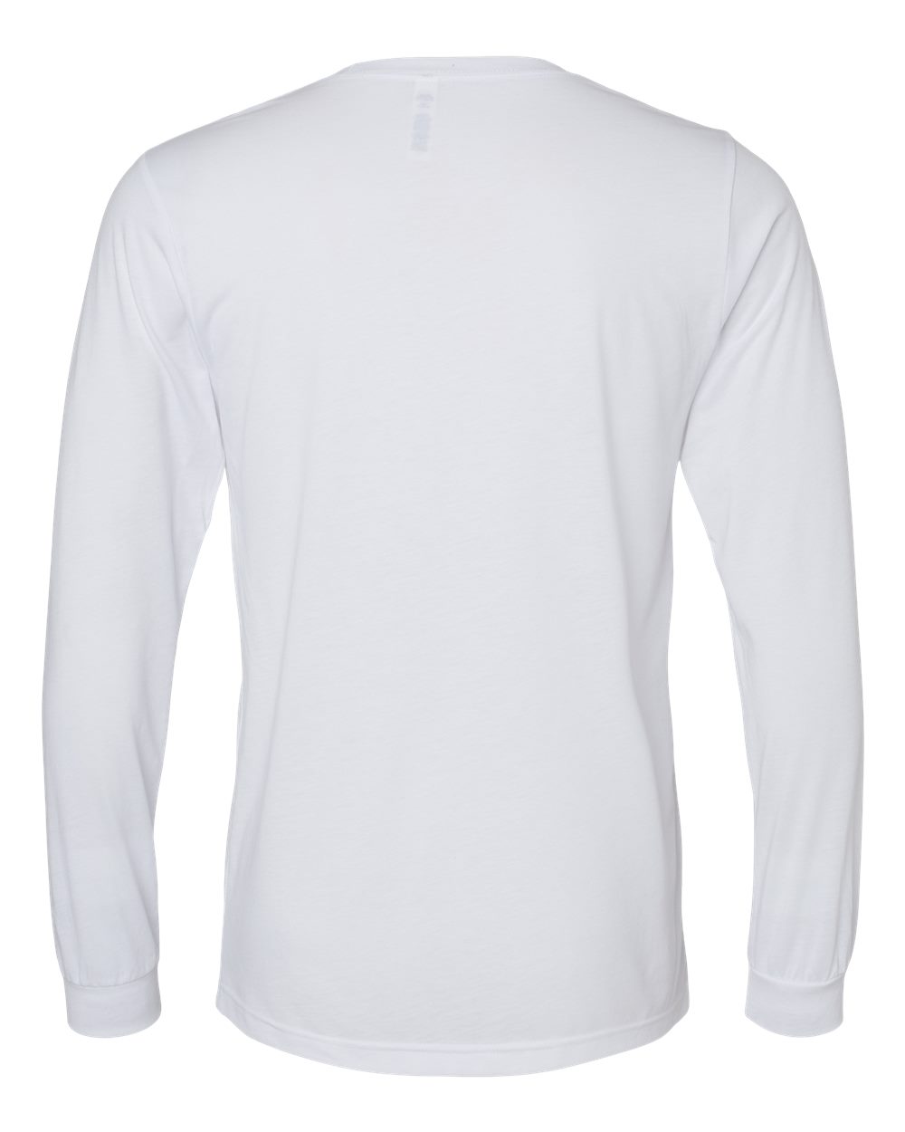 Front View of Solid White Triblend Triblend Long Sleeve Tee - 3513