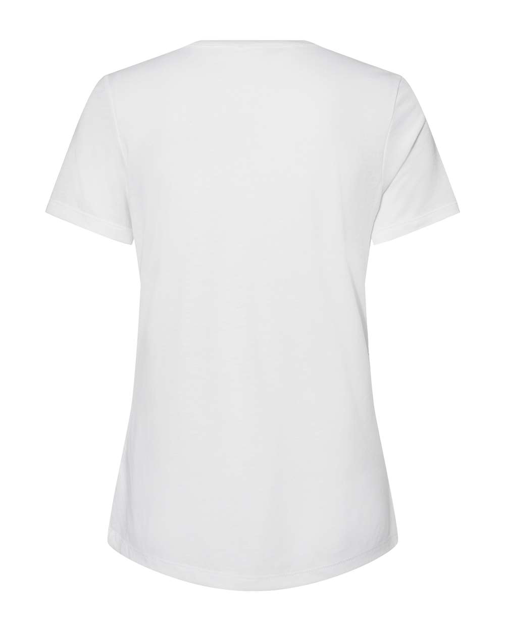 Front View of Solid White Triblend Women's Relaxed Triblend Short Sleeve V-Neck Tee - 6415