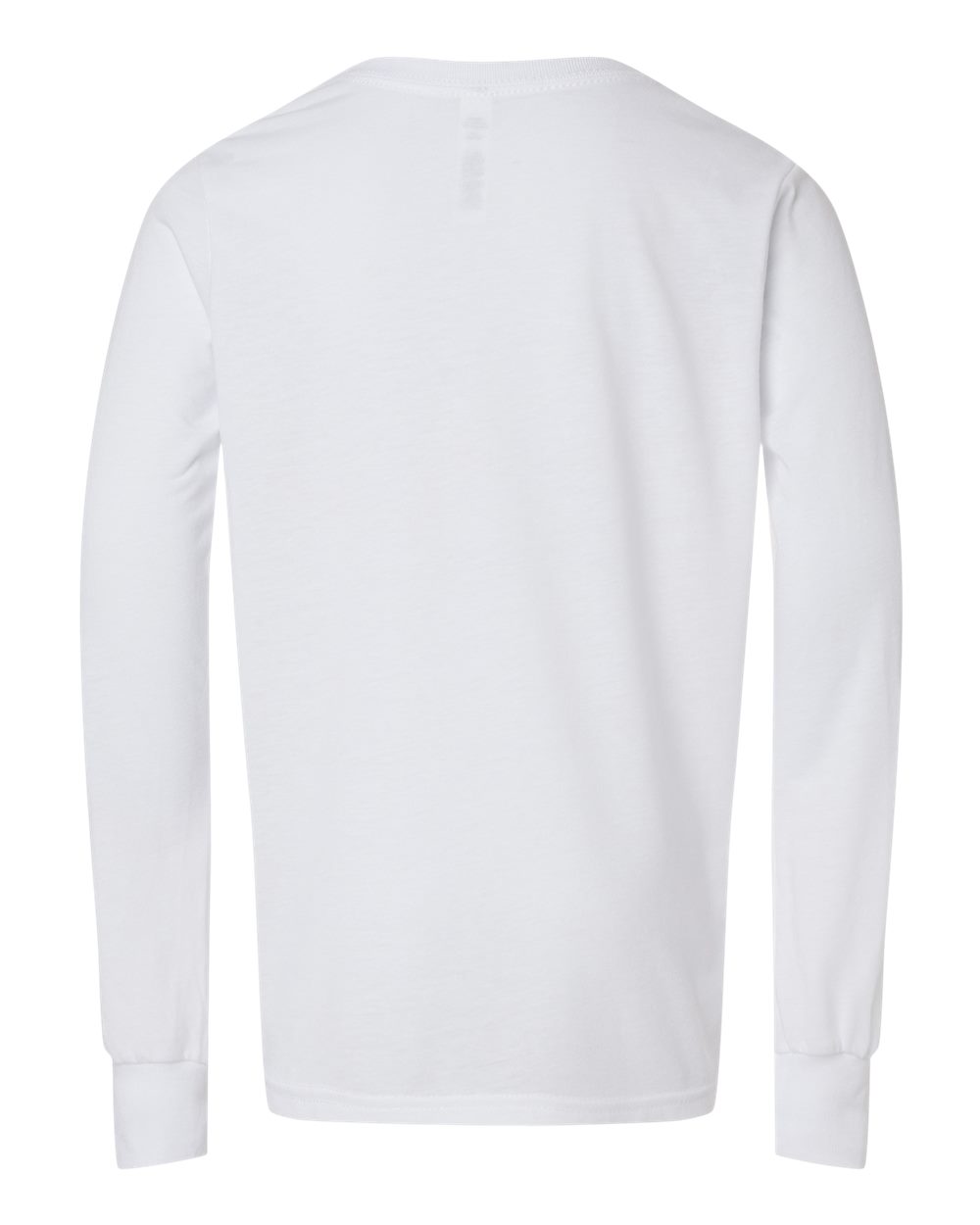 Front View of Solid White Triblend Youth Triblend Long Sleeve Tee - 3513Y