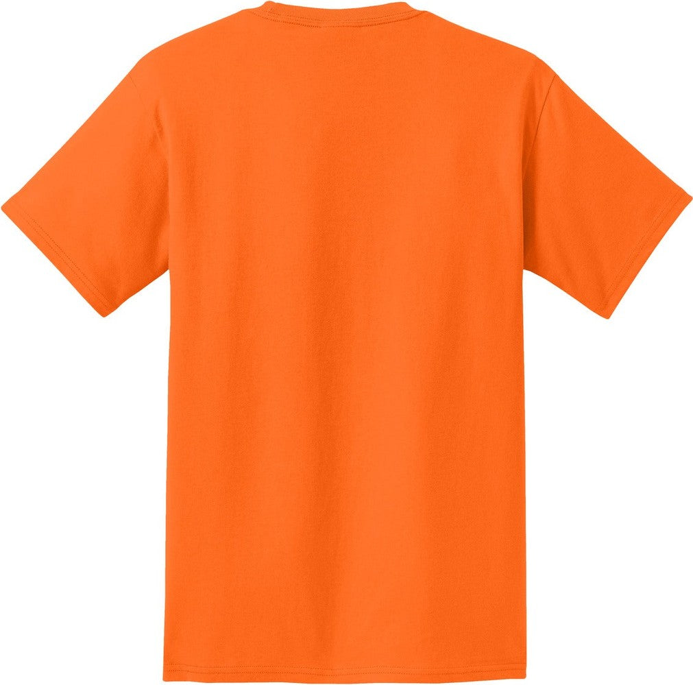 Rear View of SOrange Port & Co Essential Pocket Tee. PC61P