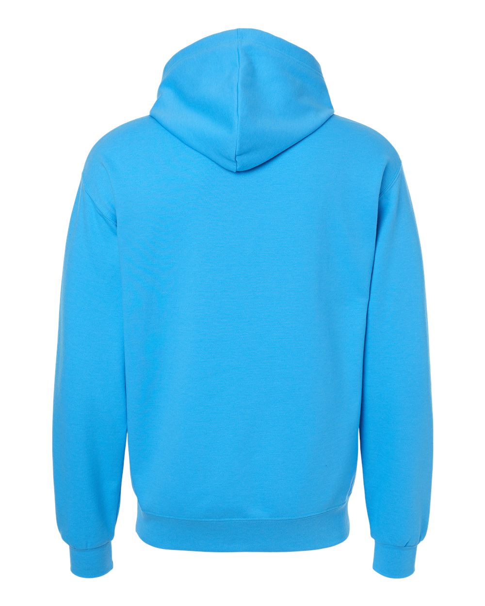 Rear View of Soul Blue Heather Ultimate CVC Hooded Sweatshirt - IC49MR