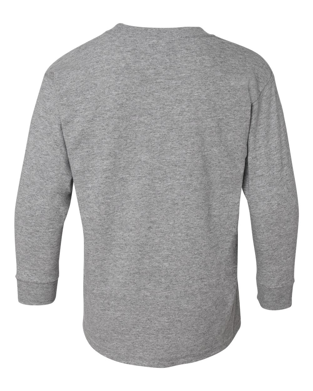 Rear View of Sport Grey Heavy Cotton™ Youth Long Sleeve T-Shirt - 5400B