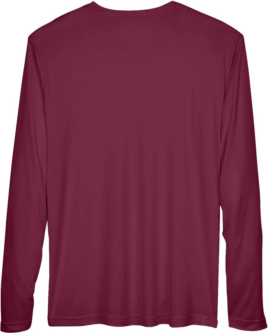 Rear View of Sport Maroon Men's Zone Performance Long Sleeve T-Shirt - TT11L