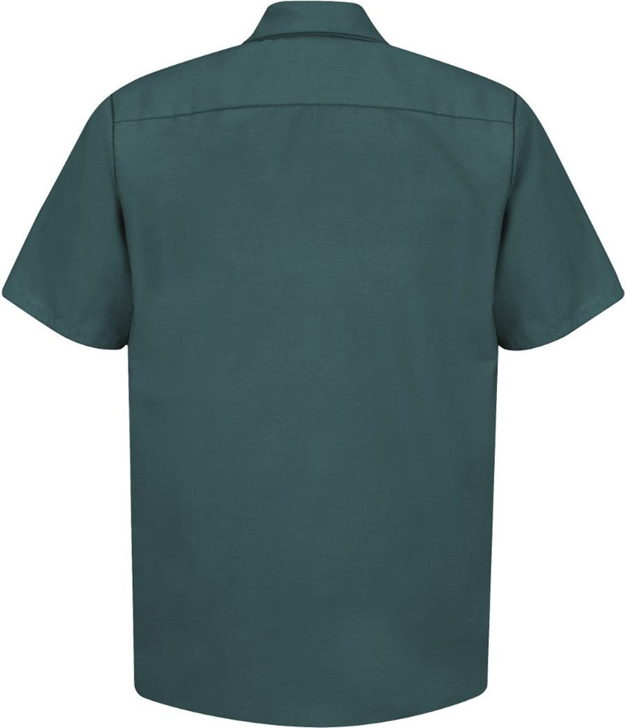Front View of Spruce Green Industrial Short Sleeve Work Shirt - Tall Sizes - SP24T