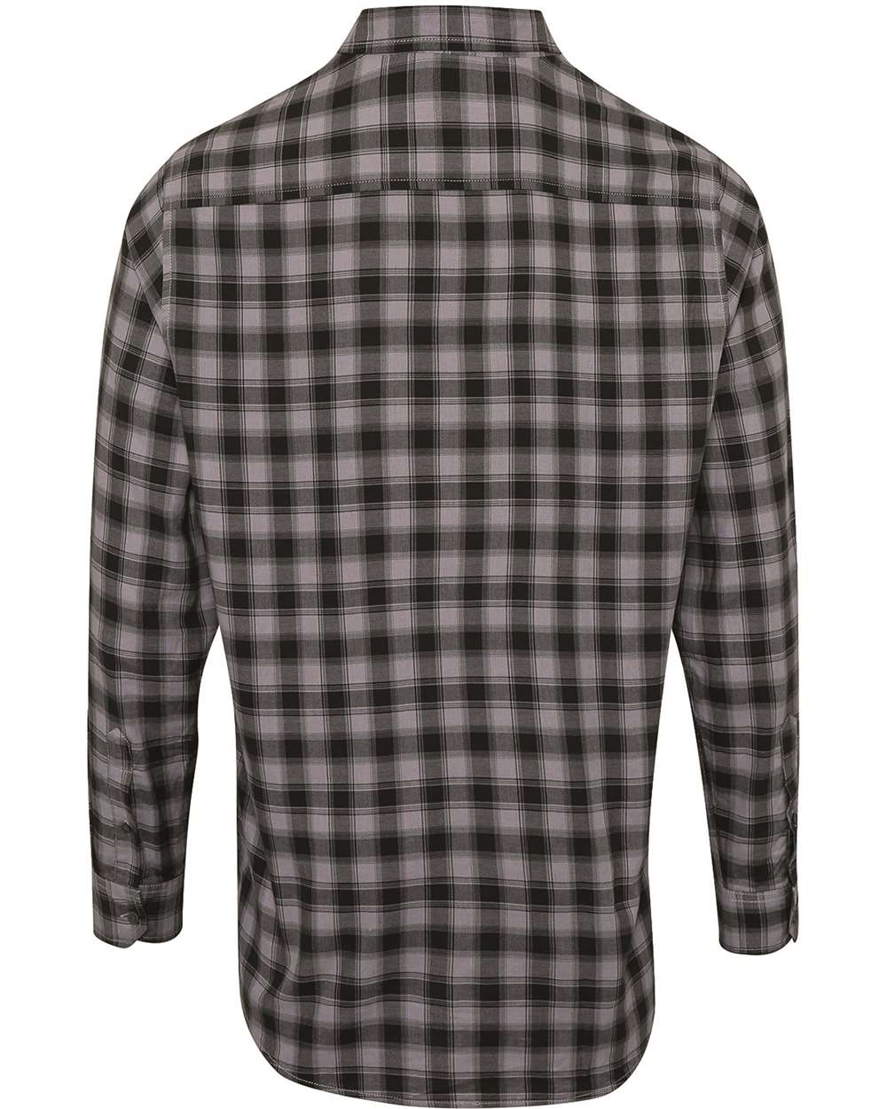 Front View of Steel/ Black Men's Mulligan Check Cotton Shirt - RP250