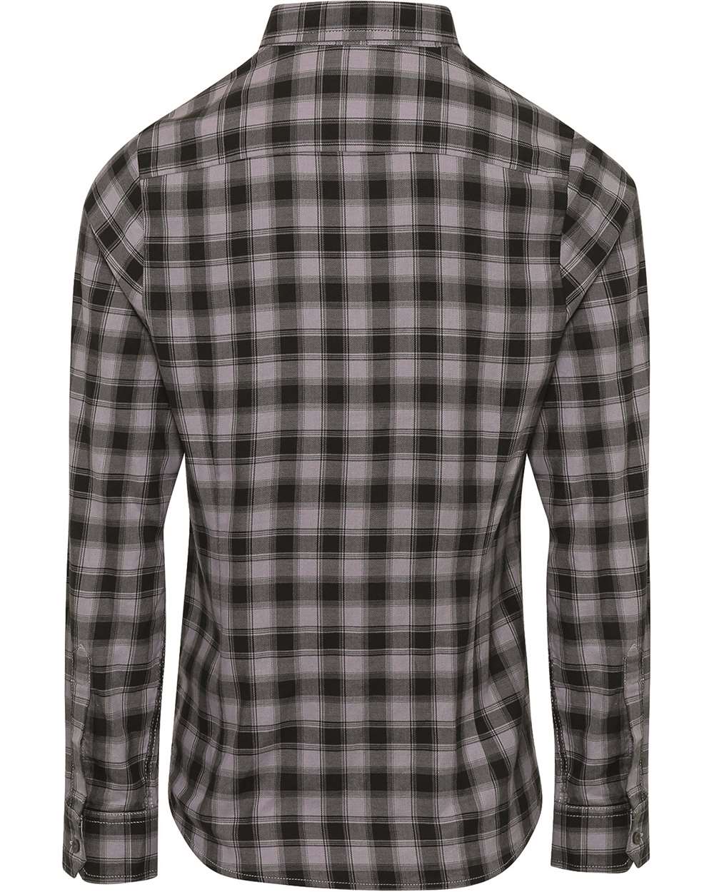 Rear View of Steel/ Black Women's Mulligan Check Cotton Dress Shirt - RP350