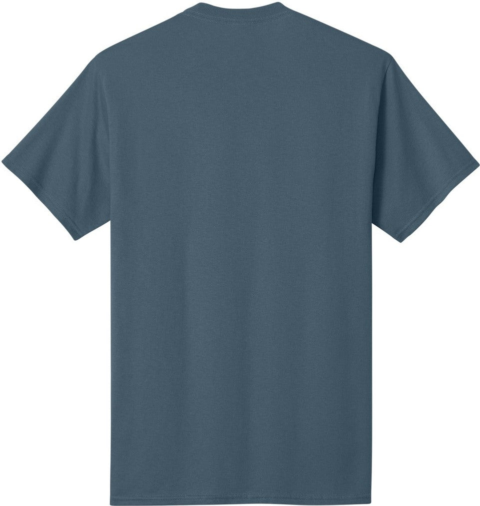 Front View of Steel Blue Port & Co Core Cotton Tee. PC54