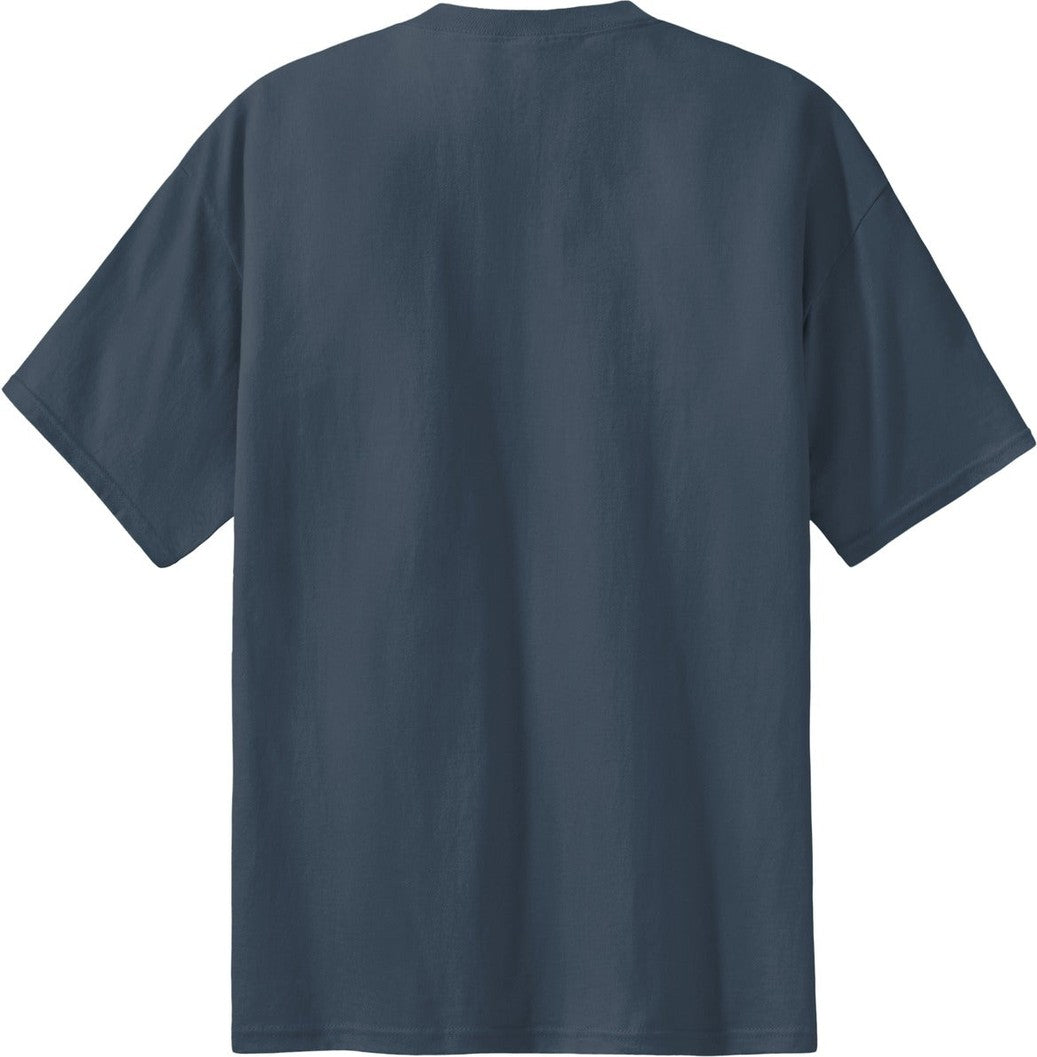 Front View of Steel Blue Port & Co Essential Tee. PC61