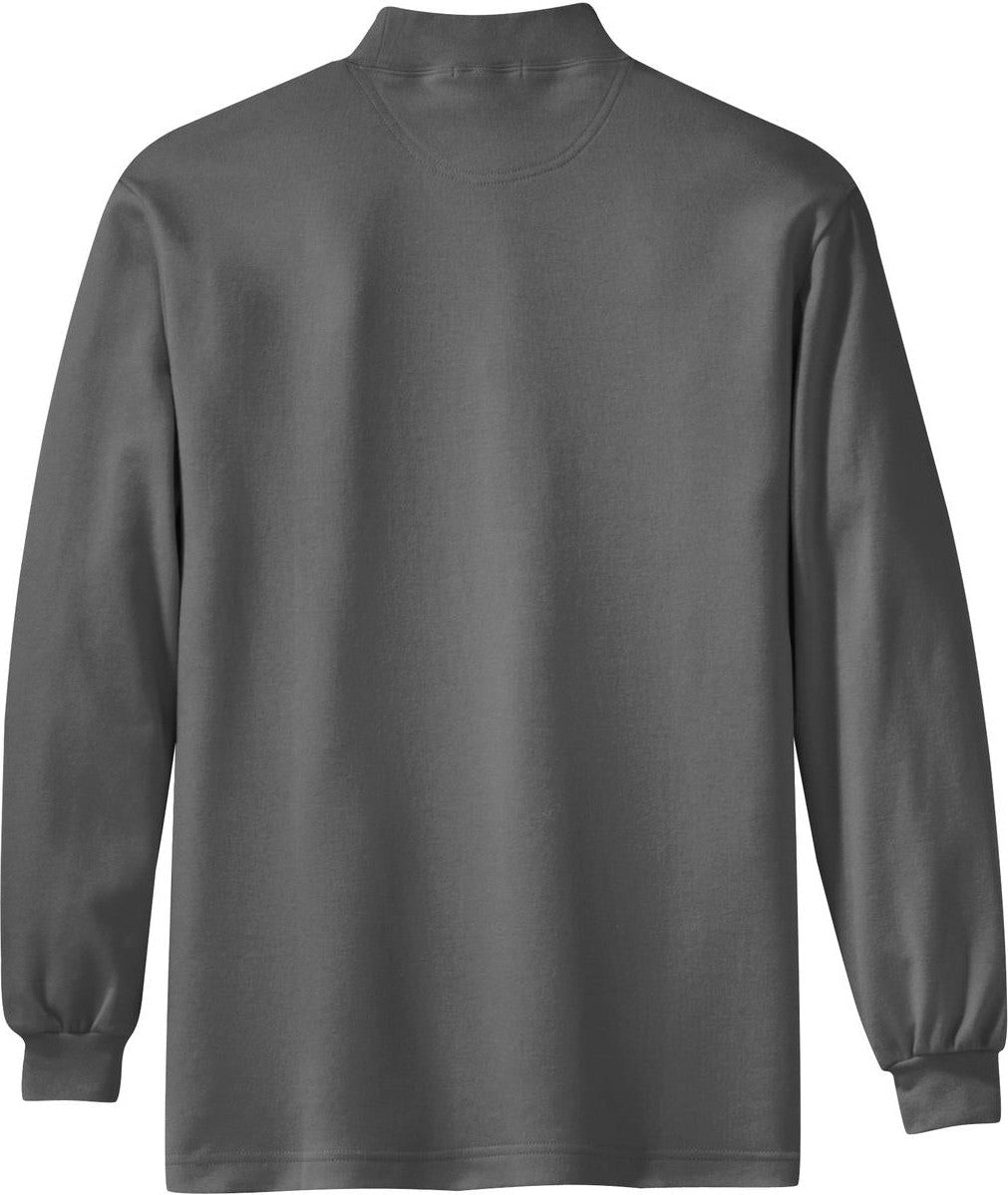 Front View of Steel Grey Port Authority Interlock Knit Mock Turtleneck. K321