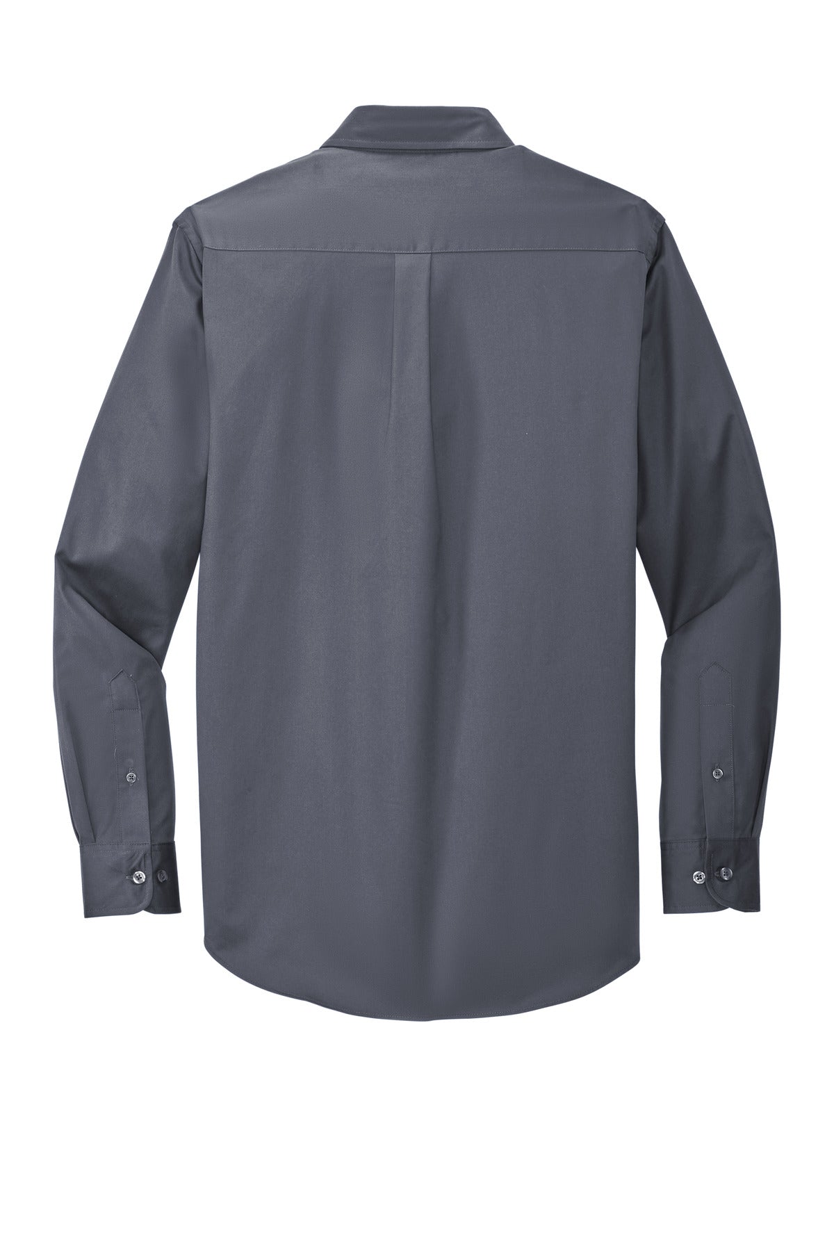 Rear View of Steel Grey Port Authority Long Sleeve Easy Care Shirt S608