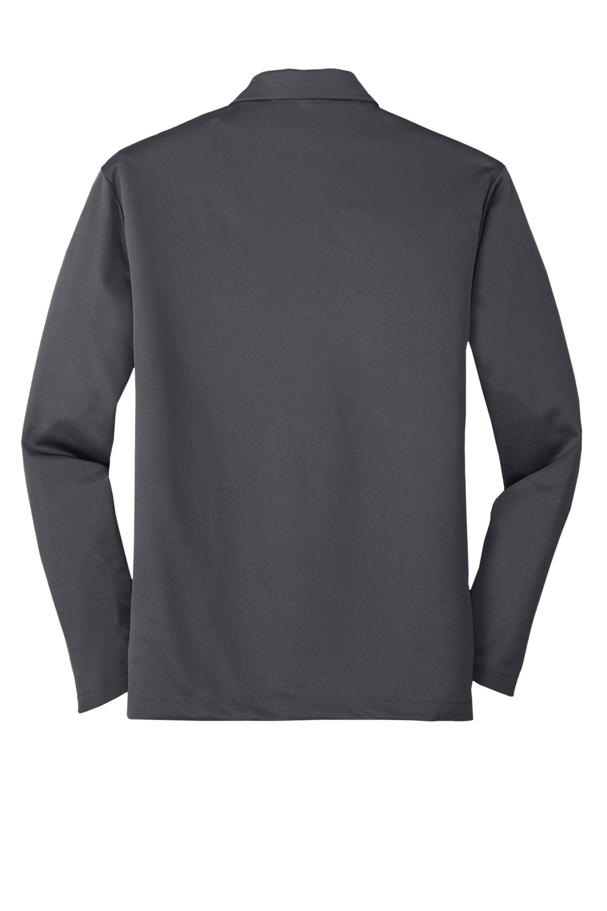 Front View of Steel Grey Port Authority Silk Touch Performance Long Sleeve Polo. K540LS